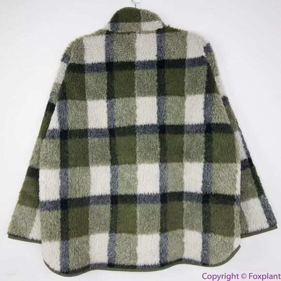NEW Madewell (Re)sourced Sherpa Popover Tunic Jacket in Plaid, L,NB532 - Picture 6 of 16